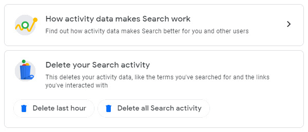 Delete your search activity from your Google account