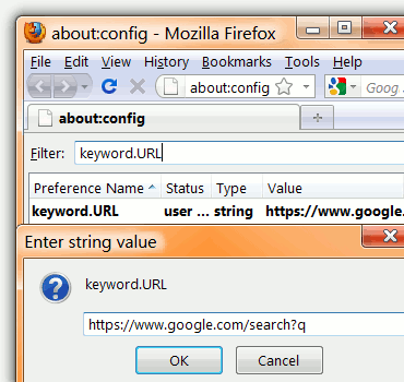Change Firefox Address Bar Search Provider