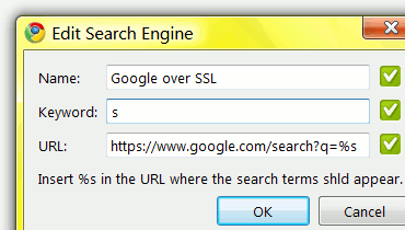 Add Google Secure Search Provider