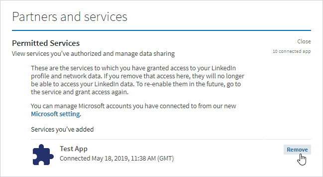 Connected Services and Apps to Your LinkedIn Account