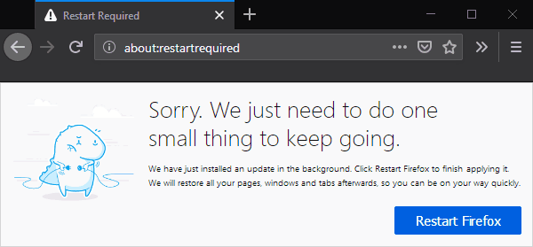 Firefox Special Page To Restart The Browser