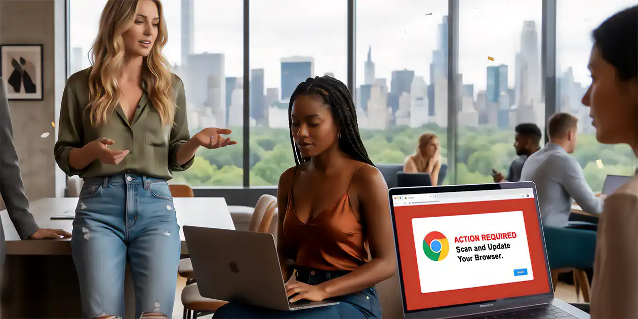 Beautiful women updating Chrome